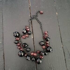 Black and Red Beaded Dangle Bracelet Statement Jewelry Women's